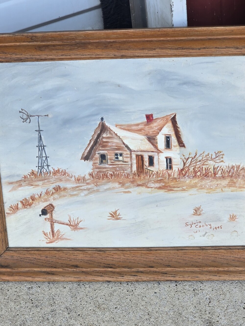 Sylvia Cooley Original Painting Of A Farm House Framed 1985
